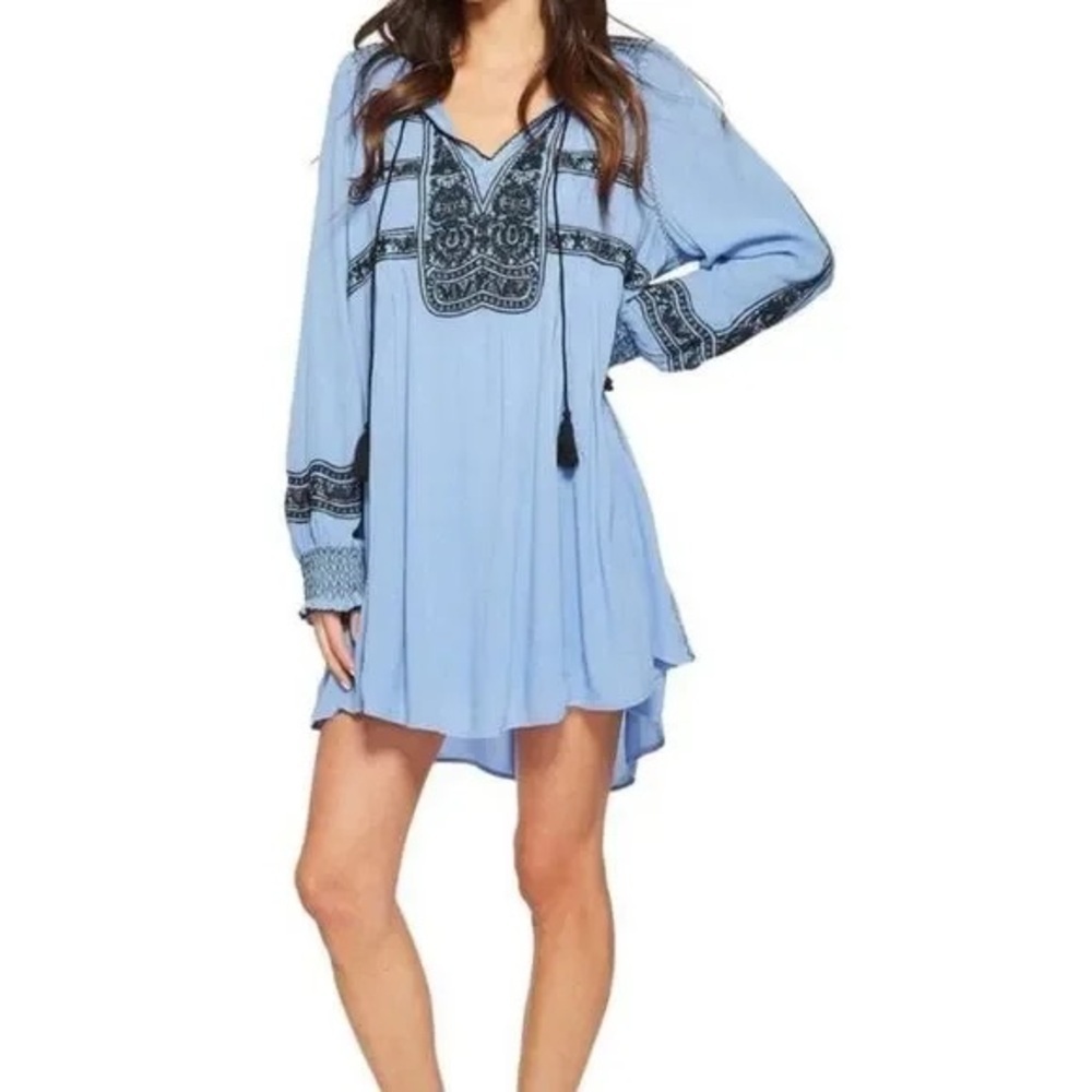 Free People Wind Willow Embroidered Mini Dress Size Small - Picture 4 of 10